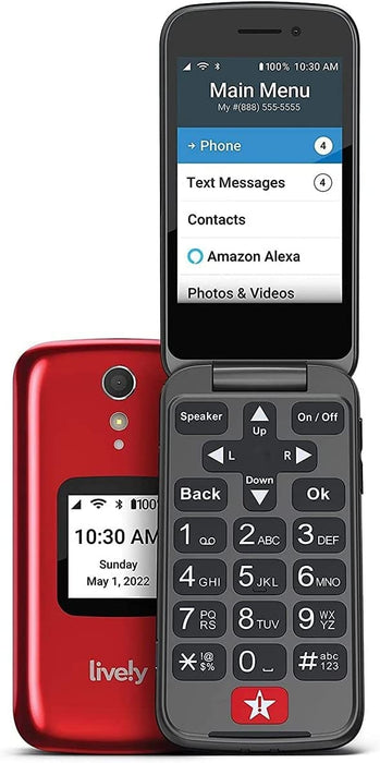 LIVELY Jitterbug Flip2 - Flip Cell Phone for Seniors - Not Compatible with Other Wireless Carriers - Must Be Activated Phone Plan - Red Flip Phone