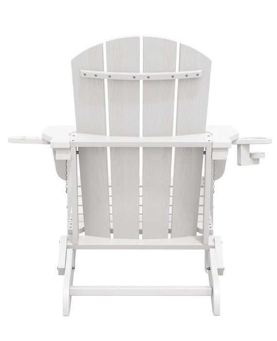 SERWALL Outdoor Adirondack Chair Set of 4 with Cup Holders,Foldable,White