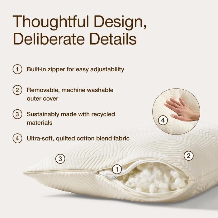 Coop Home Goods Adjustable Latex Pillow Queen, Talalay Latex & Microfiber Fill, Best Pillows for Sleeping, Ergonomic, Naturally Cooling, Eco-Friendly, Medium Firm for Back, Side & Stomach Sleepers