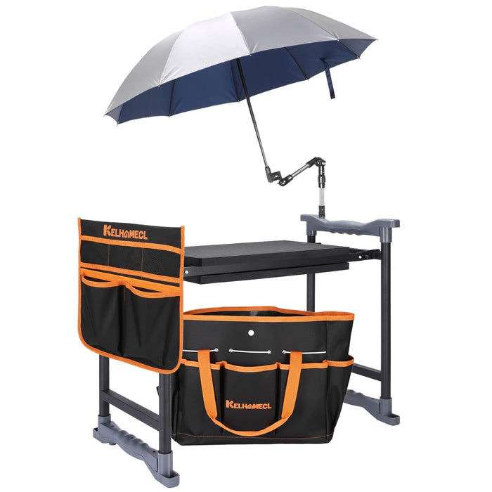 Garden Kneeler and Seat with Umbrella,Heavy Duty Gardening Bench and Stool