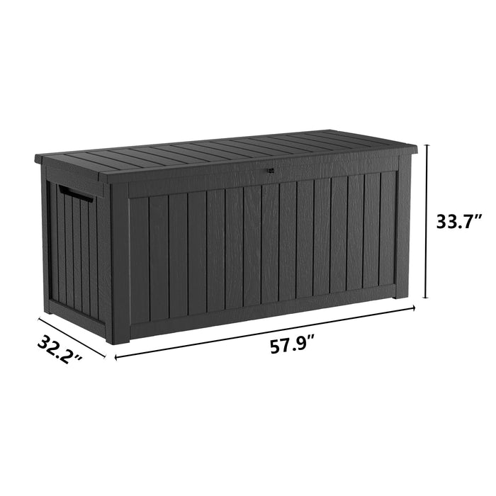 Yardgrace 270 Gallon Waterproof Deck Box, Lockable Resin Storage Box for Patio Furniture Cushions Garden Tools and Outdoor Delivery Storage, Black
