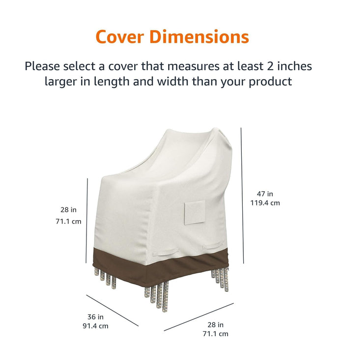 Amazon Basics Outdoor Stackable Chairs Cover, Waterproof, Anti-UV, Weather Resistant, Durable, Beige/Tan