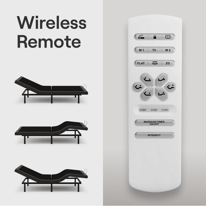 Nectar Premier Adjustable Base - Queen - Head & Foot Incline - Wireless Remote with Memory- 3 Massage Settings - 4 USB Ports - Anti-Snore & Zero Gravity