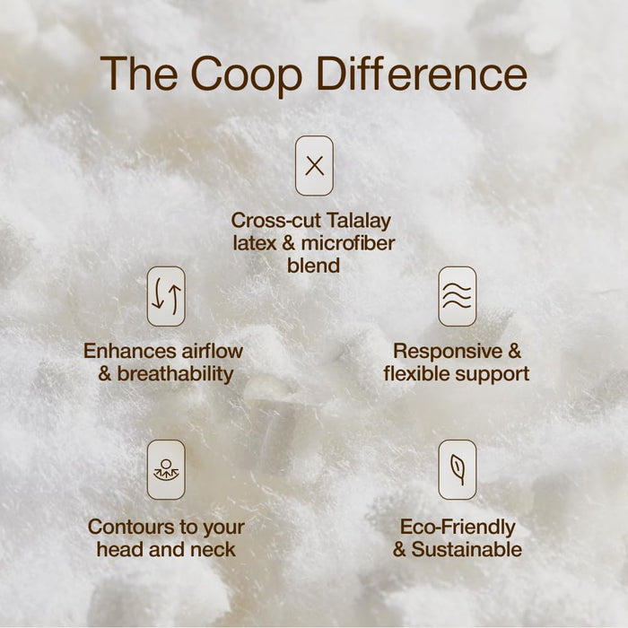 Coop Home Goods Adjustable Latex Pillow Queen, Talalay Latex & Microfiber Fill, Best Pillows for Sleeping, Ergonomic, Naturally Cooling, Eco-Friendly, Medium Firm for Back, Side & Stomach Sleepers
