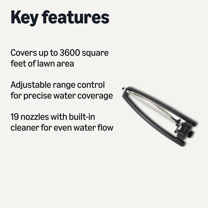 Amazon Basics Oscillating Lawn Sprinkler for Yard, Garden and Flower Beds, 3600 Square Foot Coverage, Black