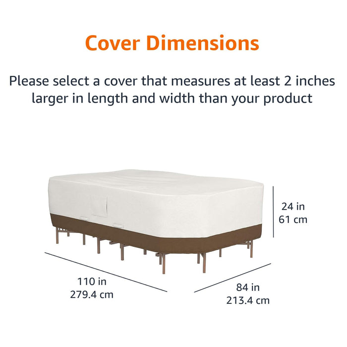 Amazon Basics Outdoor Patio Furniture Cover, Waterproof, UV Resistant, Weather Protection with Secure Straps, Large, Beige/Tan, 110" x 84"