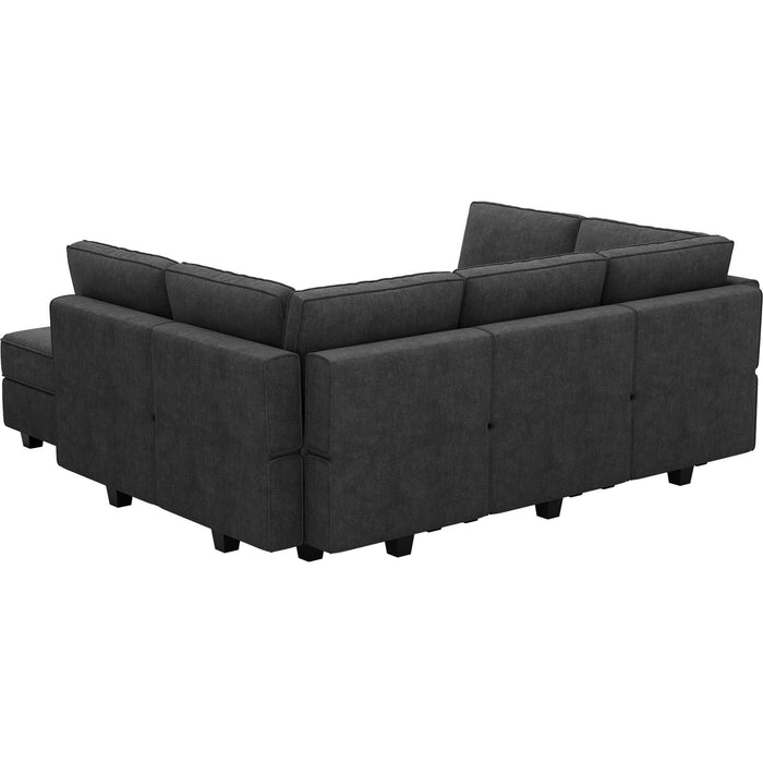 Belffin Modular Sectional Sleeper Sofa Couch with Storage Ottoman Convertible Sectional Couches for Living Room Terry Reversible Chaise. Dark Grey Sofa
