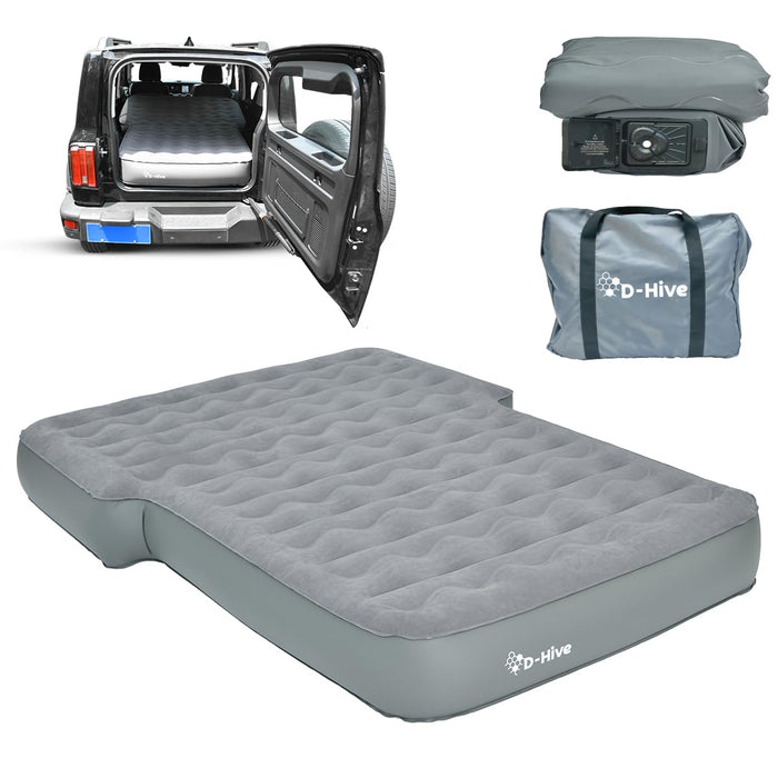 D-Hive SUV Air Mattress, Ultra-Thick Material Extra-High Car Air Mattress, SUV Mattress for Toyota 4runner, Jeep Wrangler Air Mattress, Car Mattress w/Built-in Pump Inflatable Car Air Mattress Grey