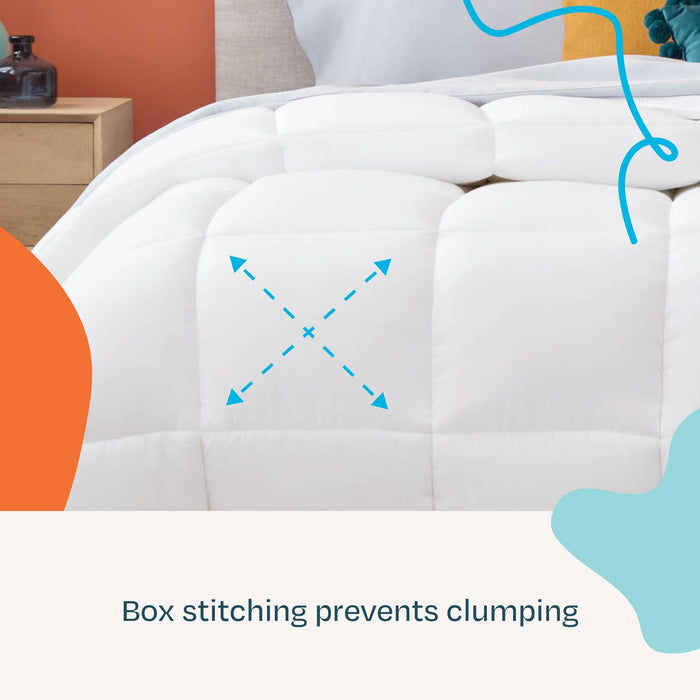 Linenspa White Down Alternative Comforter and Duvet Insert, for Twin XL Size Bed – All-Season Comforter with Box Stitch and 8 Duvet Loops – Bedding for Kids, Teens, and Adults