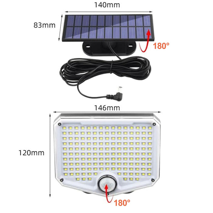 JumJam Solar Lights Outdoor, 180°Beam Angle Cool White Security Lights,Solar Powered Motion Sensor Lights Outside with Remote Control, Waterproof Flood Light for Wall, Porch, Patio,Yard,Garage,2 Pack