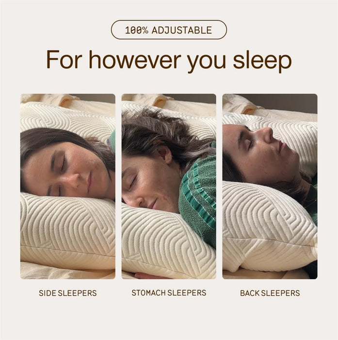 Coop Home Goods Adjustable Latex Pillow Queen, Talalay Latex & Microfiber Fill, Best Pillows for Sleeping, Ergonomic, Naturally Cooling, Eco-Friendly, Medium Firm for Back, Side & Stomach Sleepers