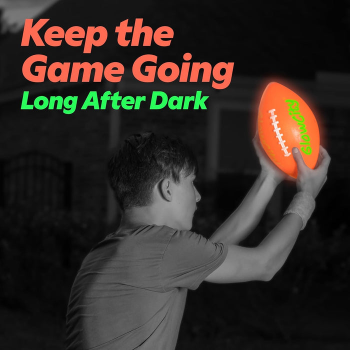 GlowCity Glow in The Dark Football - Size 3 Light Up LED Ball for Kids Ages 8-12 - Cool Sports Gift for Night Outdoor Games - Birthday Gifts Ideas for Kids & Teen Boys Ages 6 7 8 9 10 11 12 Toys Stuff