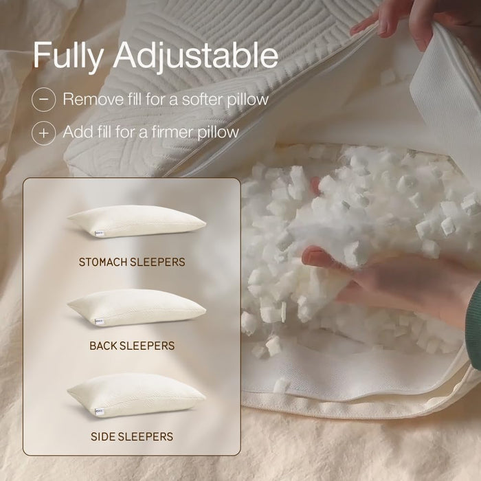 Coop Home Goods Adjustable Latex Pillow Queen, Talalay Latex & Microfiber Fill, Best Pillows for Sleeping, Ergonomic, Naturally Cooling, Eco-Friendly, Medium Firm for Back, Side & Stomach Sleepers