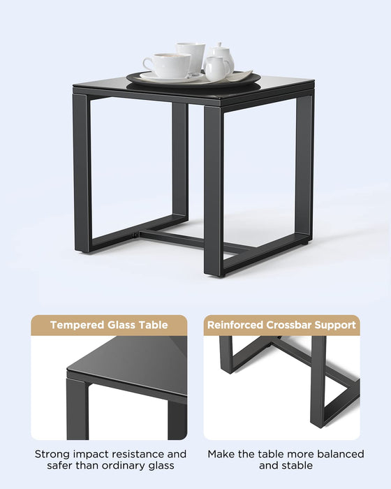 Qsun 3 Pieces Patio Furniture Set Rocking Bistro Set Outdoor Rattan Conversation with Coffee Table for Garden Balcony Backyard Poolside (Grey Cushion)