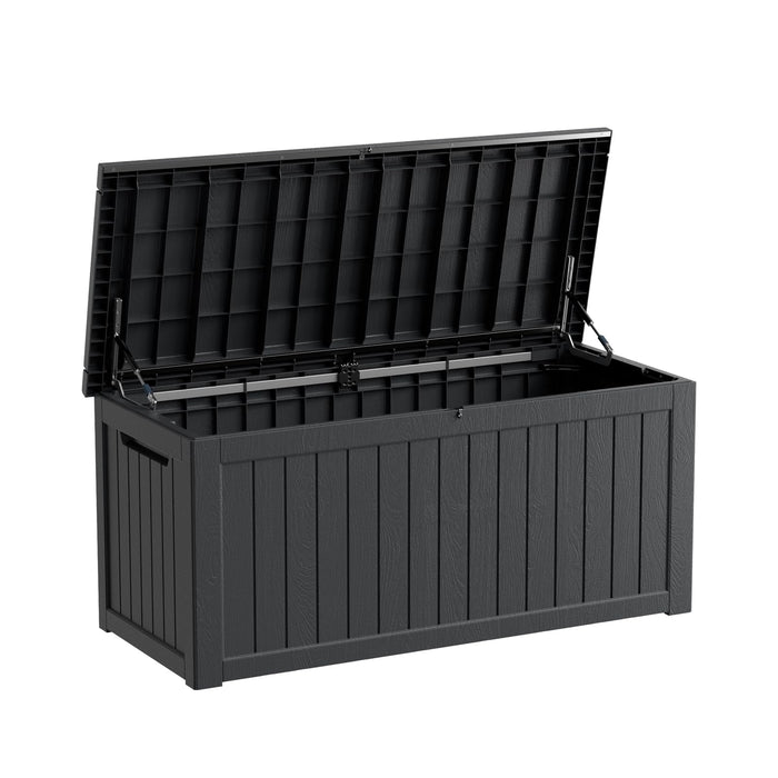 Yardgrace 270 Gallon Waterproof Deck Box, Lockable Resin Storage Box for Patio Furniture Cushions Garden Tools and Outdoor Delivery Storage, Black