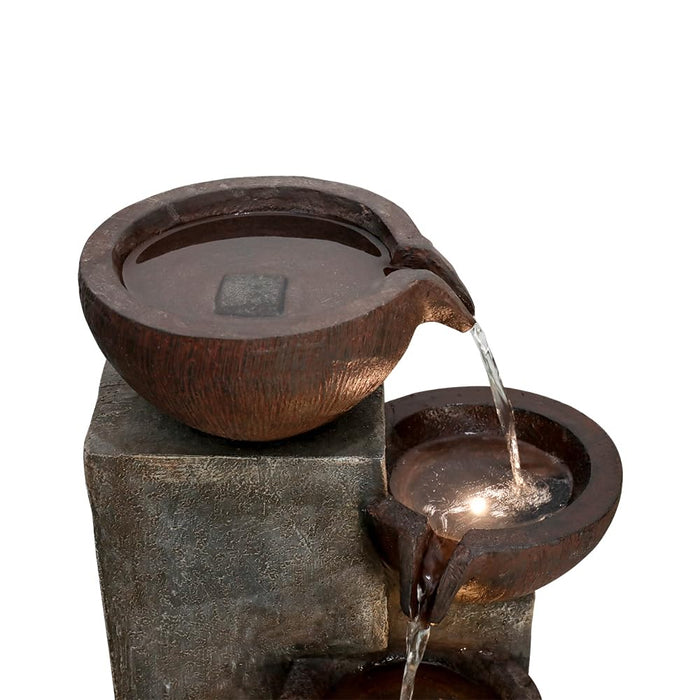 Naturefalls 39.7in.Modern Outdoor Fountain -5-Tier Resin Water Feature, Indoor Outdoor Garden Waterfall Fountain with Contemporary Design&LED Lights for Patio, Yard, Deck, House, Office, Home Decor
