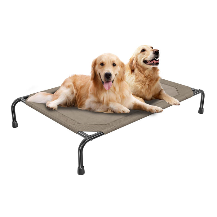Simple Trending Raised Bed for Extra Large Dog, Waterproof XL Pet Cot, Breathable Big Bed Load 400lb, Brown