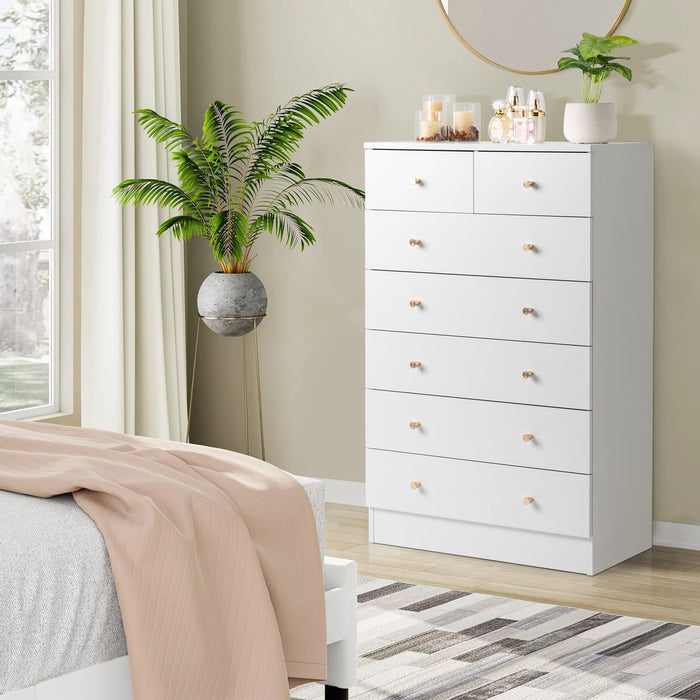 UBesGoo 7 Drawer Wood Dresser for Bedroom, Chest of Drawers, Storage O