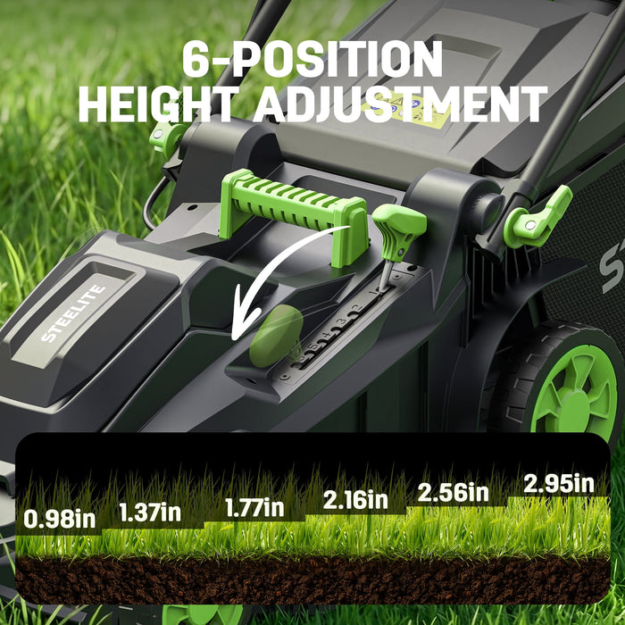 Steelite 17" Cordless Lawn Mower, 2x21V Battery Powered Walk-Behind Pu
