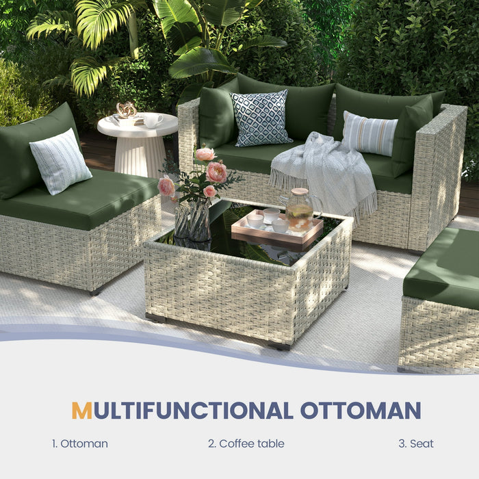 UDPATIO Patio Furniture Sets, Modular Rattan Outdoor Patio Sectional F