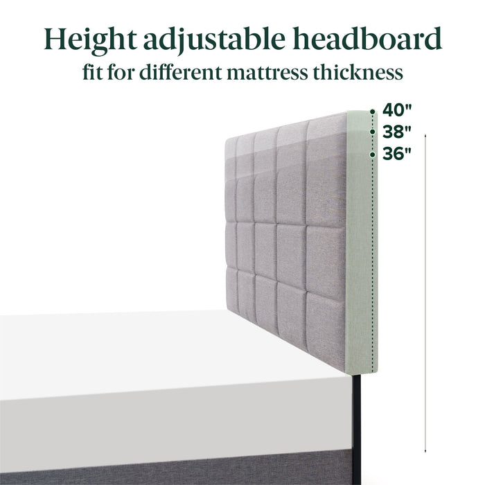 Mainstays Gray Upholstered Square Tufted Platform Bed, King, No Box Sp
