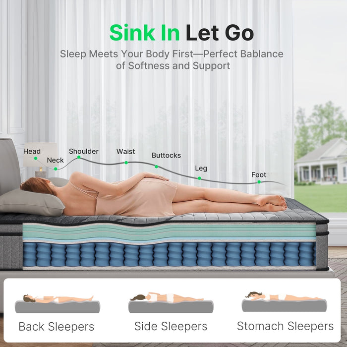 BEHOST 12 Inch Queen Memory Foam Mattress, Cooling Gel Infused Bed in
