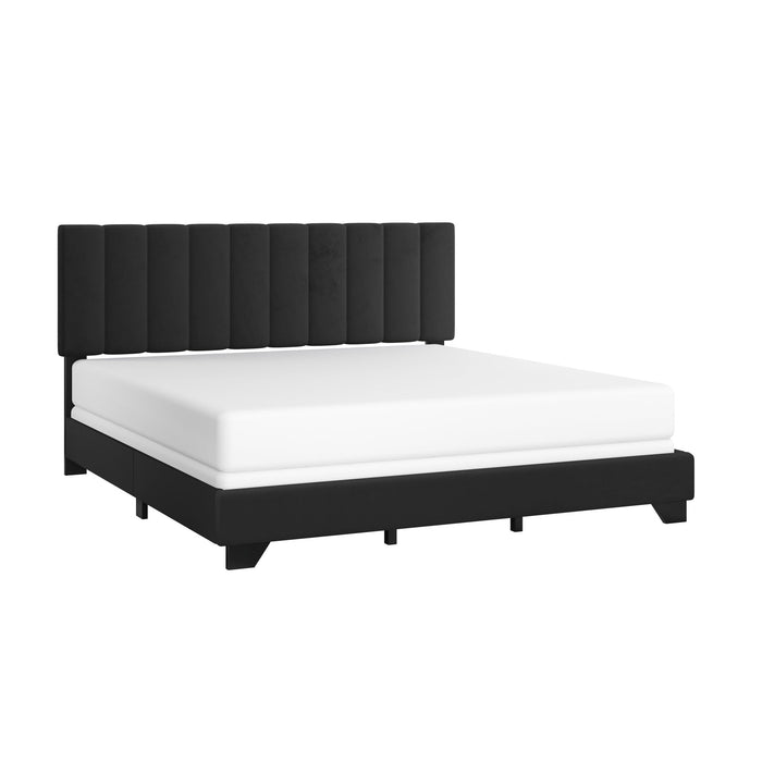 Reece Channel Stitched Upholstered King Bed, Black, by Hillsdale Livin