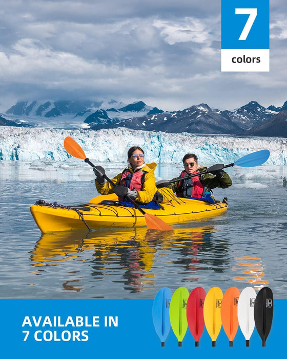 OCEANBROAD Kayak Paddle 90.5in/230cm Alloy Shaft Kayaking Boating Canoeing Oar with Paddle Leash 1 Paddle, Green Aurora