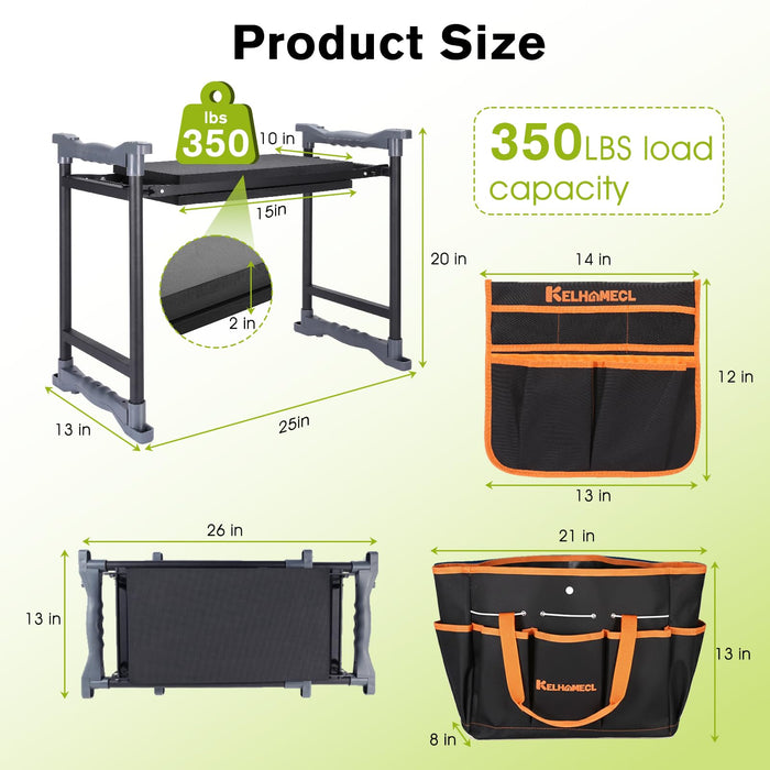 Garden Kneeler and Seat with Umbrella,Heavy Duty Gardening Bench and Stool
