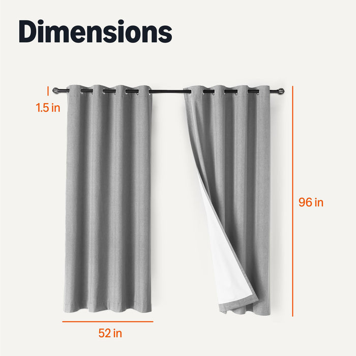Amazon Basics 100% Blackout Curtains with Grommets, Blocks 100% of Sunlight, Reduces Outside Noise, 52 x 96 Inches, Dark Gray, 2 Panels