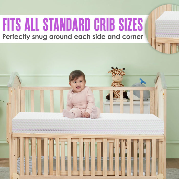 Sleepah 5.5” Crib & Toddler Bed Mattress Dual Sided Cooling Memory Foam – Waterproof Washable Breathable Soft Cotton Fabric – CertiPUR Firm Baby Mattress - Toddler Mattress Baby Crib Mattress (Pink)