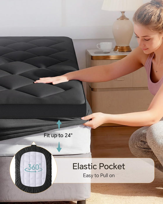 Dorm Room Essentials Dual Layer 4 Inch Memory Foam Mattress Topper Twin XL