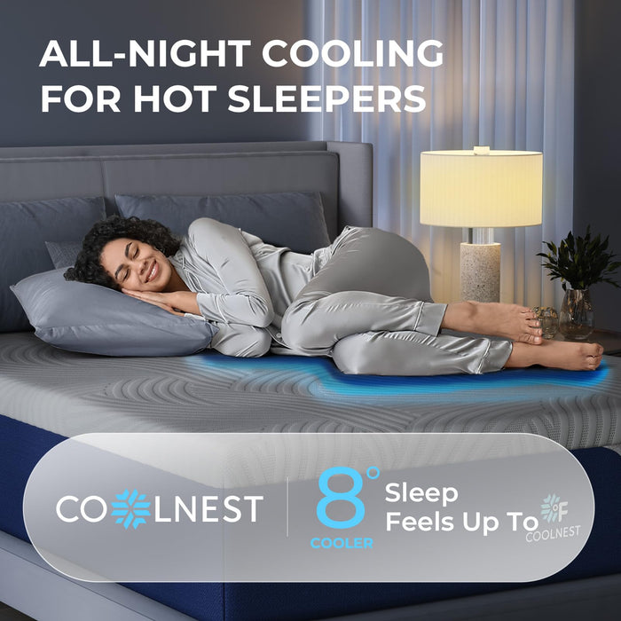 Sweetnight CoolNest Queen Mattress, 14 inch Cooling Gel Queen Size Memory Foam Mattress for Cool Night Sleep, 5-Zone Ergo Support for Pressure Relief, Medium Firm, CertiPUR-US Certified