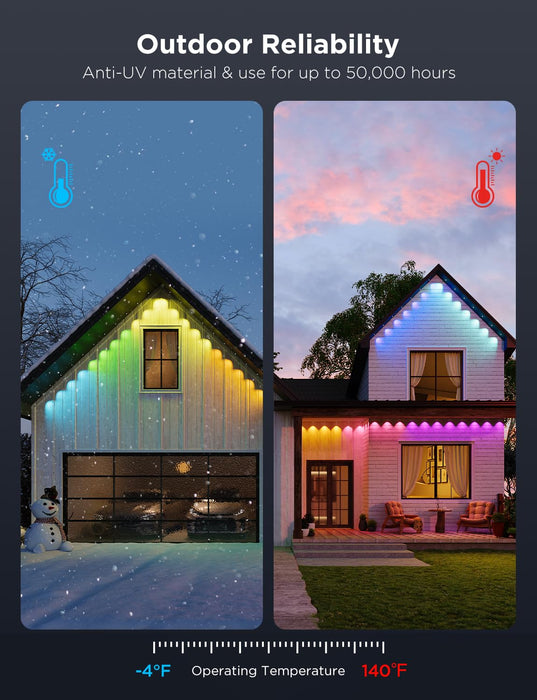 Govee Permanent Outdoor Lights Pro, 200ft with 120 RGBIC LED Lights for Daily and Accent Lighting, 75 Scene Modes for Outdoor Decor, IP67 Waterproof, Works with Alexa, Google Assistant, Matter, White