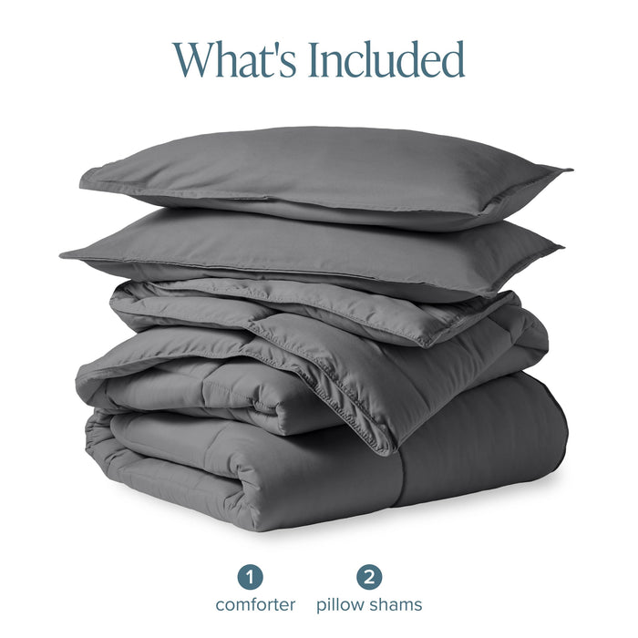 Bare Home Comforter Set - Queen Size - Ultra-Soft - Goose Down Alternative - Premium 1800 Series - All Season Warmth (Queen, Grey)