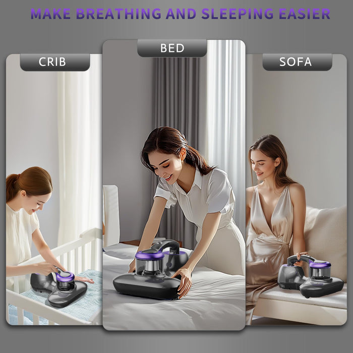 Mattress Vacuum Cleaner, UV Bed Cleaner 12KPa Handheld Upgraded Effectively Clean Up Bed, Pillows, Cloth Sofas, Carpets and Ther Fabric Surfaces for Dust, Pet Hair