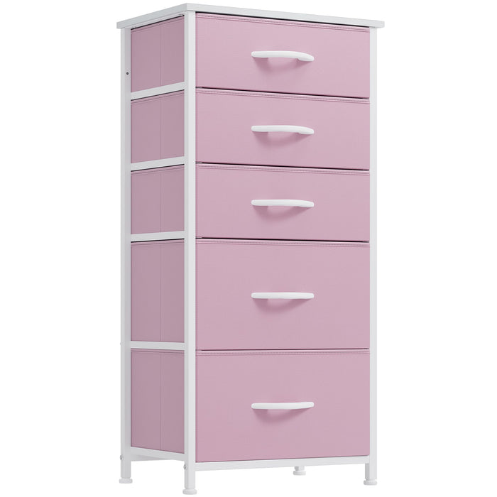 YITAHOME 5 Drawers Dresser - Fabric Dresser, Organizer Unit for Living Room, Closets(Pink)