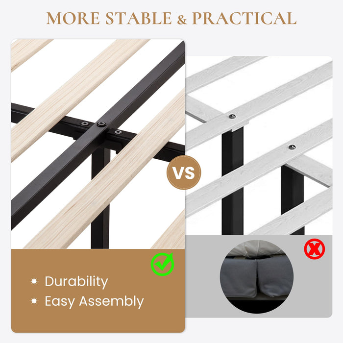 SHA CERLIN Queen Size Velvet Bed Frame with Vertical Channel Tufted Wingback Headboard, Upholstered Platform Bed with Wood Slats, No Box Spring Needed, Easy Assembly, Black