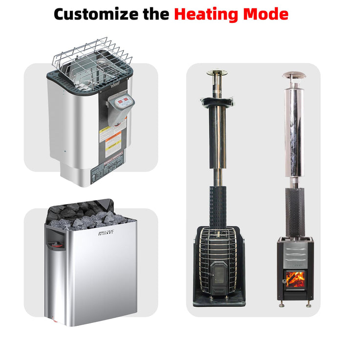 Benovo Customize Outdoor Barrel Sauna with Porch,Wood Burning Stove or Electric Stove,4-8 Person DIY Wooden Sauna Kit