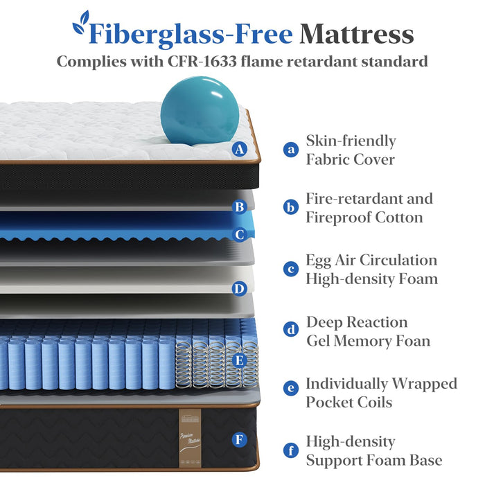 Queen Mattress, 12-Inch Deluxe Hybrid Mattresses, Fiberglass-Free Memory Foam Mattress in a Box, Individual Pocket Spring-Motion Isolation-Medium Firm-Extra Edge Support,365 Nights Trial,CertiPUR-US