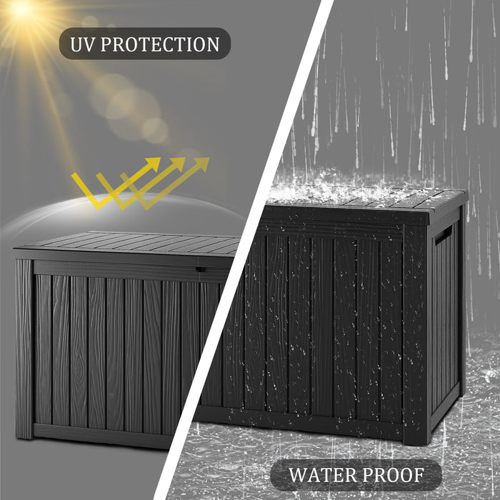 Yardgrace 270 Gallon Waterproof Deck Box, Lockable Resin Storage Box for Patio Furniture Cushions Garden Tools and Outdoor Delivery Storage, Black
