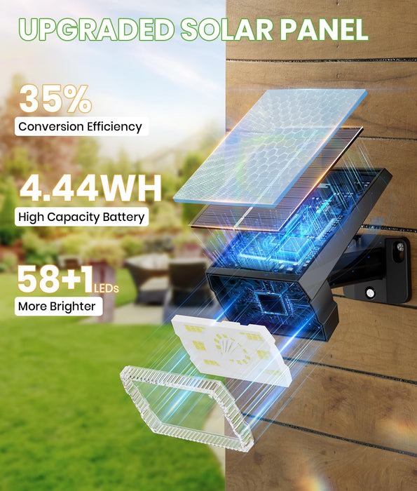 BITPOTT Solar Spot Lights Outdoor, 58 LED 3 Lighting Modes Solar Flood Lights, Waterproof IP67 Wall Light Spot Light Outdoor for Tree Yard Garden Pathway (Cool White, 2 Pack)