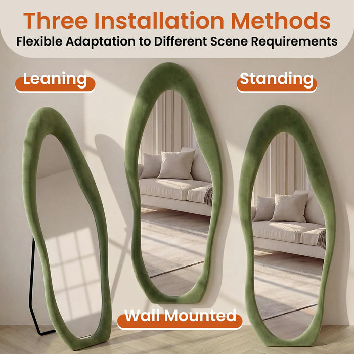 ZHUNFA Full Length Mirror, 65×24 Mirror Full Length Wrapped in Flannel