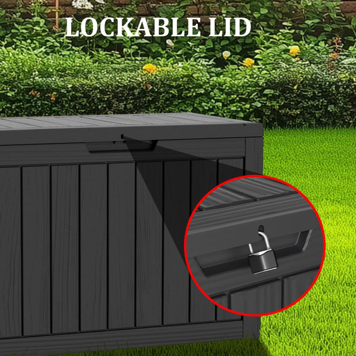 Yardgrace 270 Gallon Waterproof Deck Box, Lockable Resin Storage Box for Patio Furniture Cushions Garden Tools and Outdoor Delivery Storage, Black