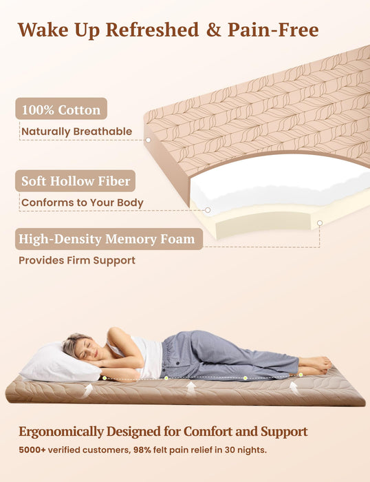 ZonLi Japanese Floor Mattress Futon Mattress Twin Size, Thicken Roll U