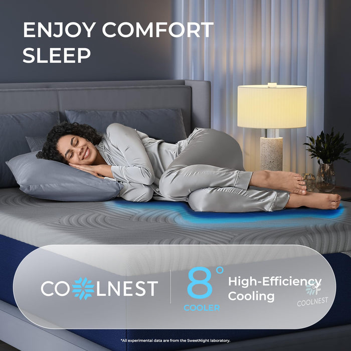 Sweetnight CoolNest 12 Inch King Mattress, Cooling King Size Memory Foam Mattress for Cool Night Sleep, 5-Zone Ergo Support for Pressure Relief, Medium, CertiPUR-US Certified