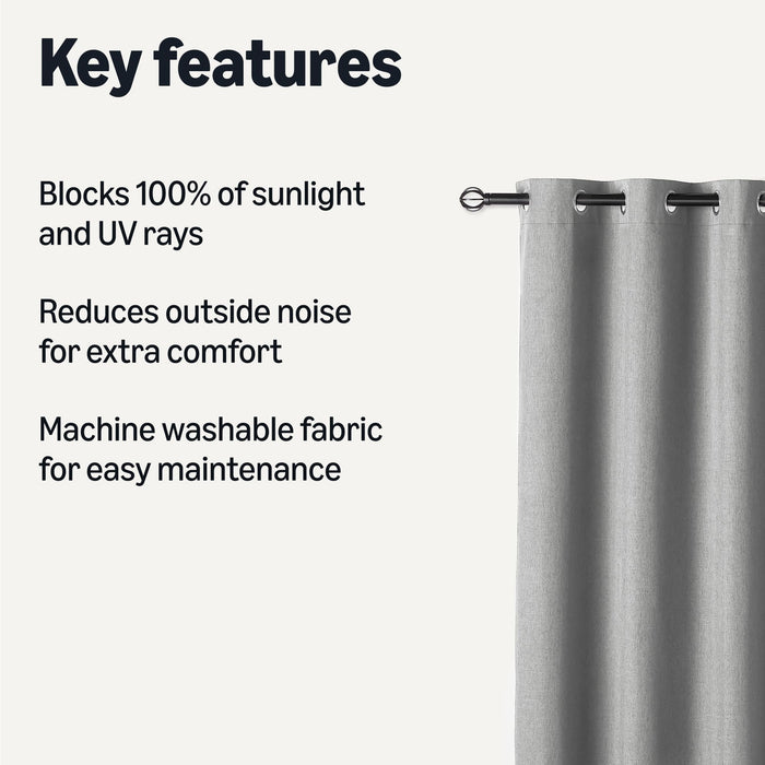 Amazon Basics 100% Blackout Curtains with Grommets, Blocks 100% of Sunlight, Reduces Outside Noise, 52 x 96 Inches, Dark Gray, 2 Panels