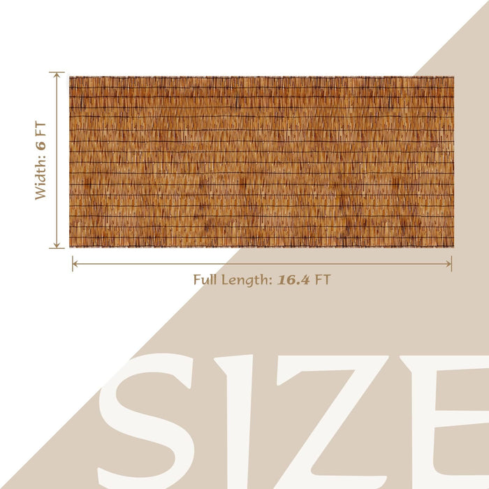 ZNCMRR Natural Bamboo Fencing 6 Feet High Privacy Fence Reed Fencing Rolls Screen Curtains for Balcony Patio Shades Garden Backyard Outdoor （Brown）