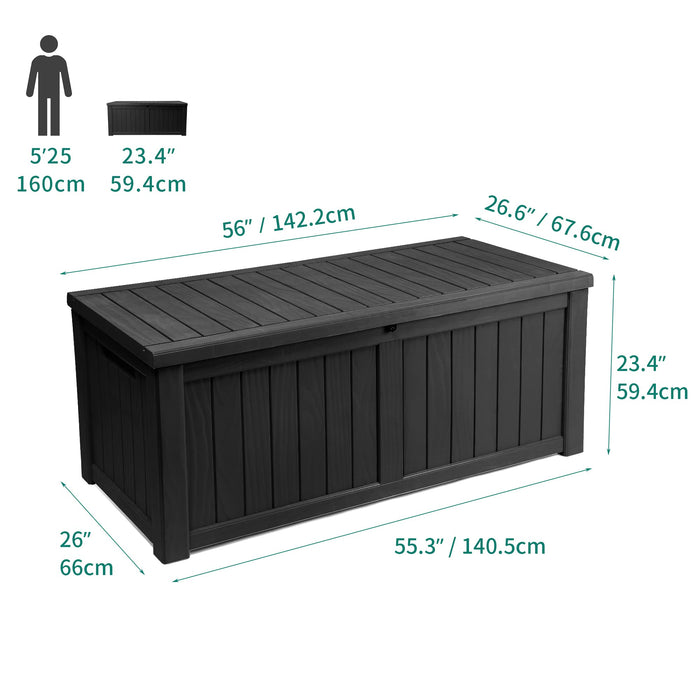 YITAHOME 120 Gallon Outdoor Storage Deck Box, Large Resin Patio Storage for Outdoor Pillows, Garden Tools and Pool-Supplies, Waterproof, Lockable (Black)