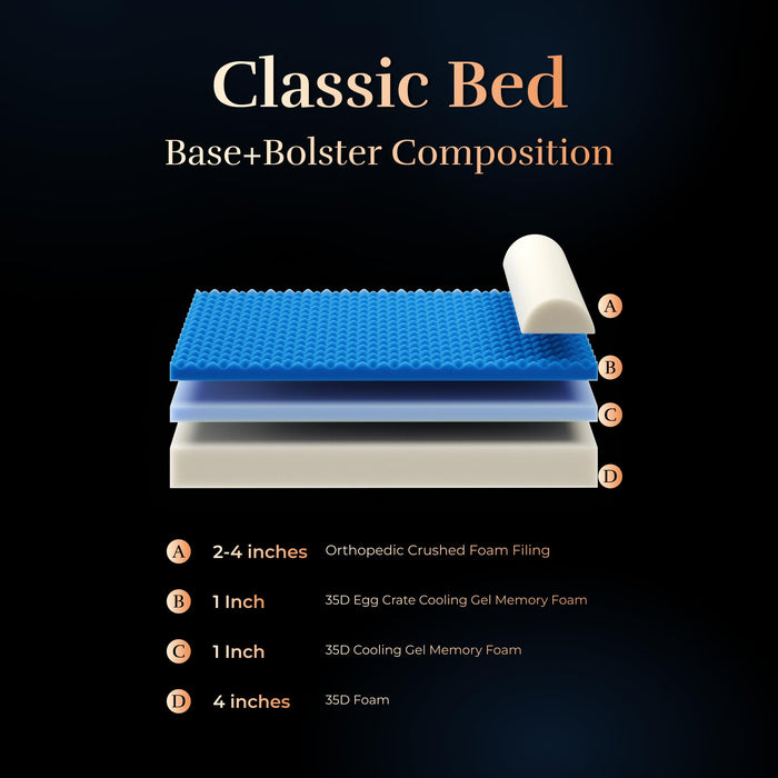 NOAH & PAW Large Dog Bed, 35x25x8.7 Inch, Orthopedic Dog Beds, Eggshell Memory Foam Infused with Cooling Gel, Water Resistant, Machine Washable, Includes Inner Cover